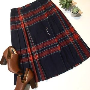Vintage Tartan Plaid Wrap Kilt Wool Skirt